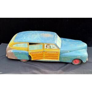 Wyandotte Blue Toytown Estate Car Vintage Large 21” Pressed Steel ALL ORIGINAL